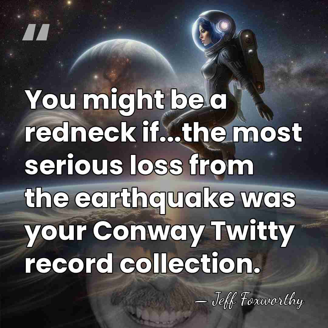 You might be a redneck if...the most serious loss from the earthquake&hellip; - Jeff Foxworthy