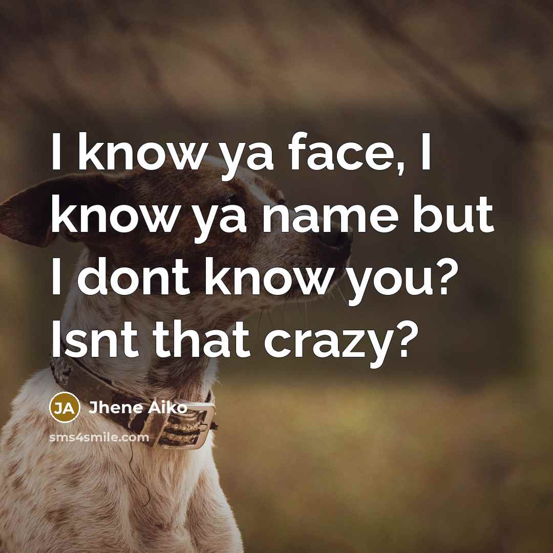 “I know ya face, I know ya name but I dont know you? Isnt that crazy?” quote by Jhene Aiko