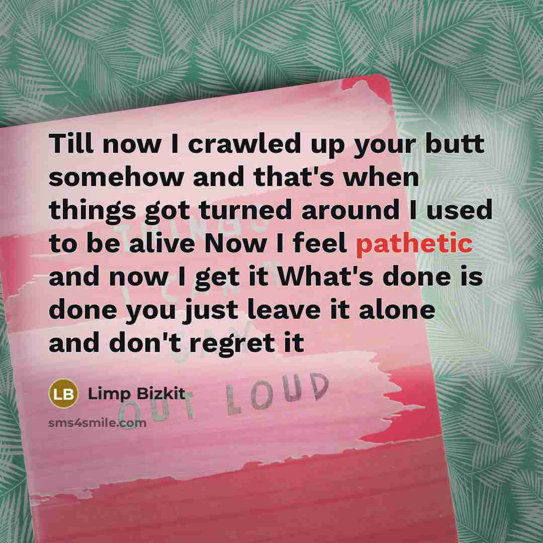 “Till now I crawled up your butt somehow and that's…” quote by Limp Bizkit
