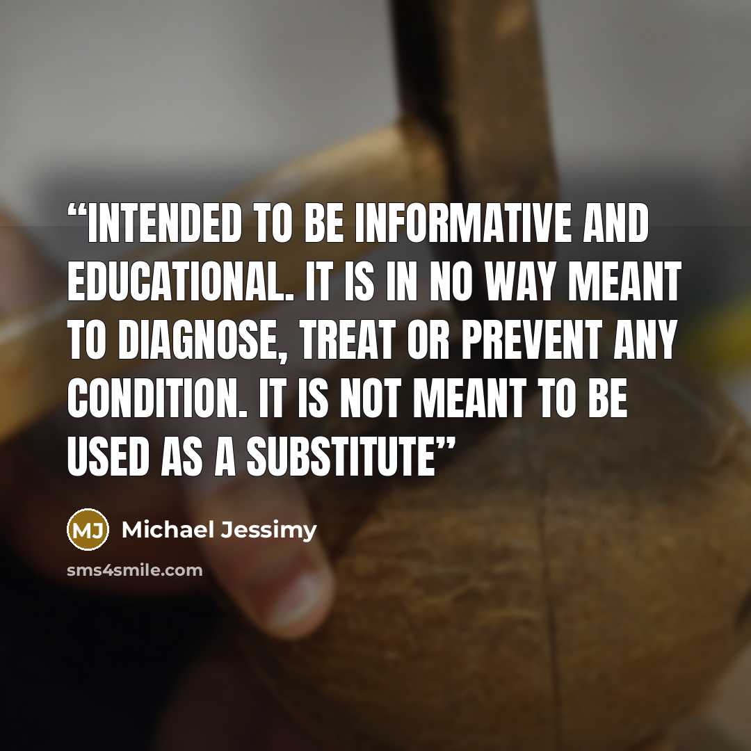 “intended to be informative and educational. It is in no way meant to diagnose, treat or prevent any condition. It is not meant to be used as a substitute” quote by Michael Jessimy