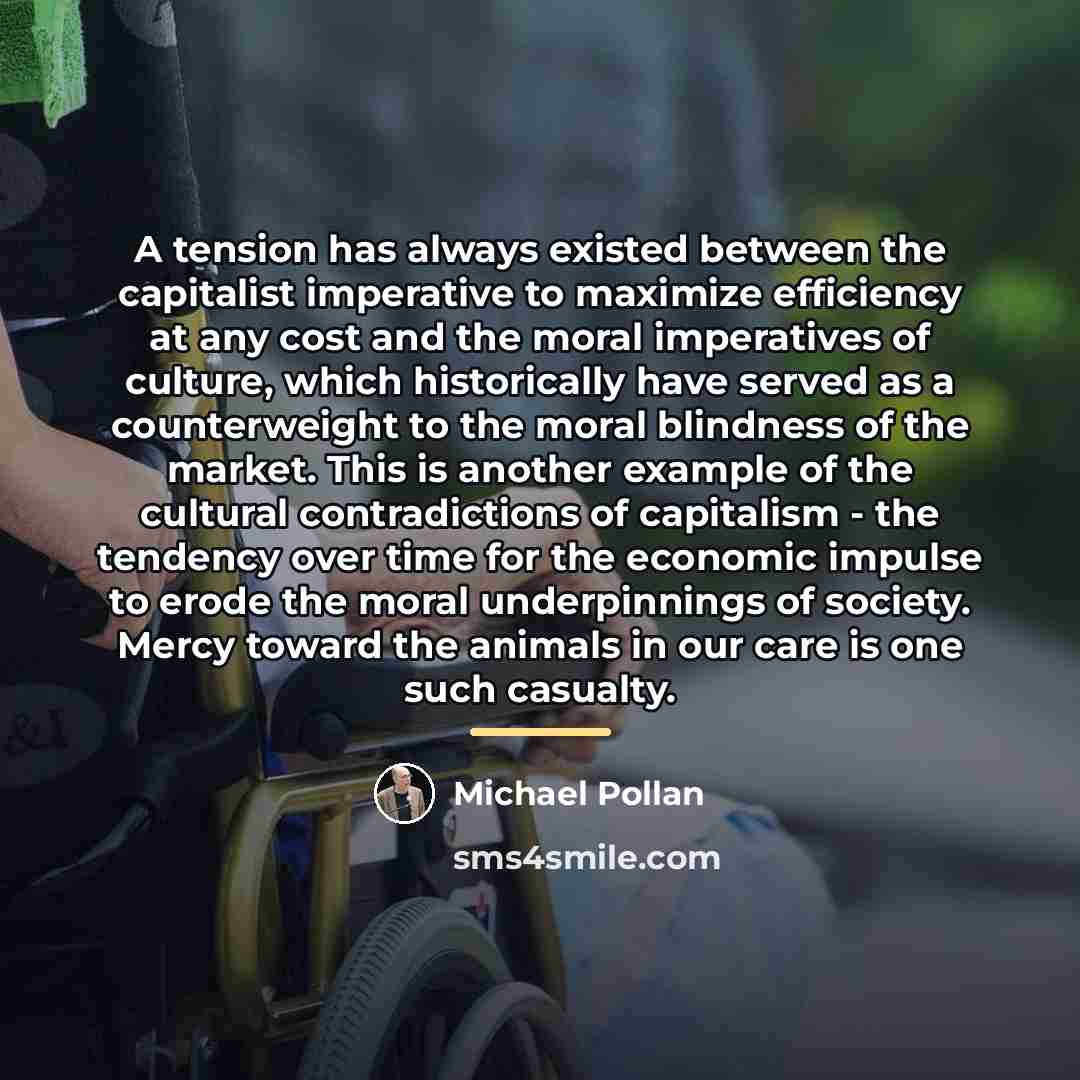 “A tension has always existed between the capitalist imperative to…” quote by Michael Pollan