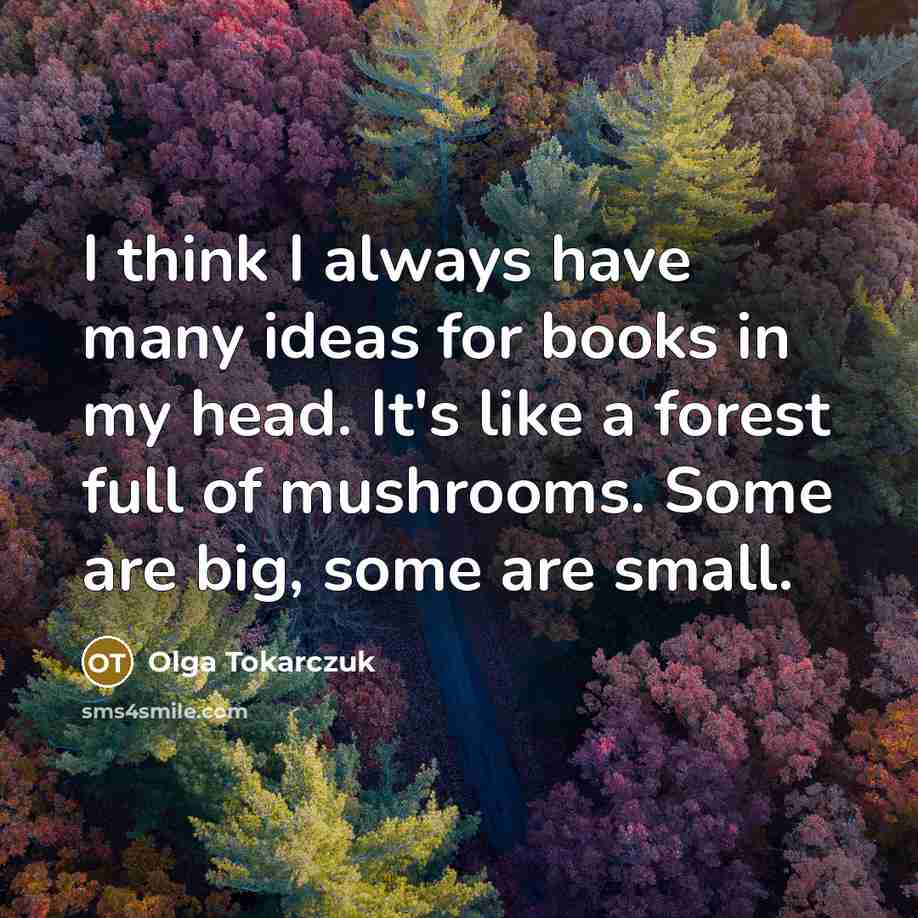 “I think I always have many ideas for books in…” quote by Olga Tokarczuk