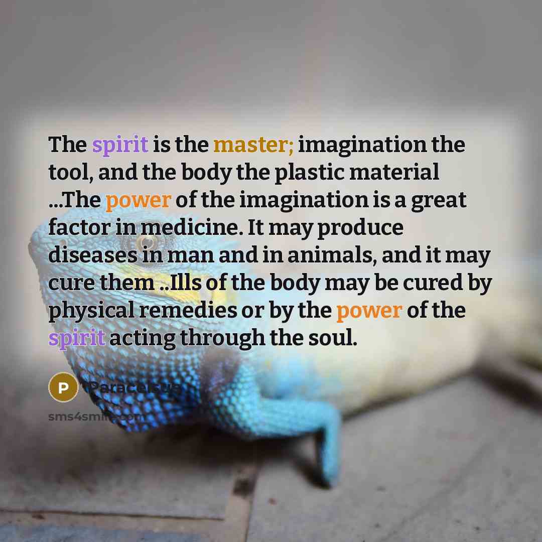 “The spirit is the master; imagination the tool, and the…” quote by Paracelsus