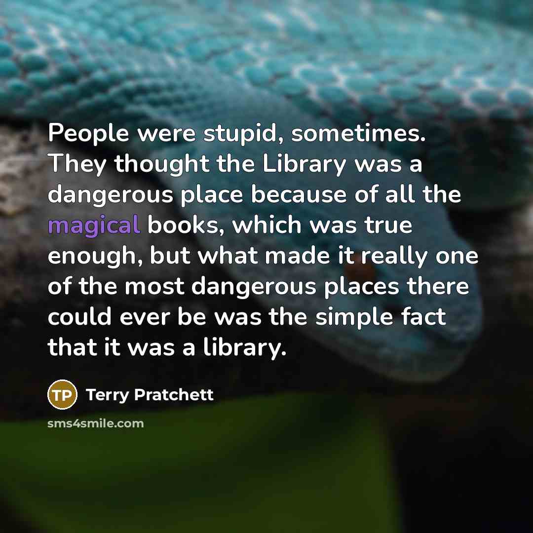 “People were stupid, sometimes. They thought the Library was a…” quote by Terry Pratchett