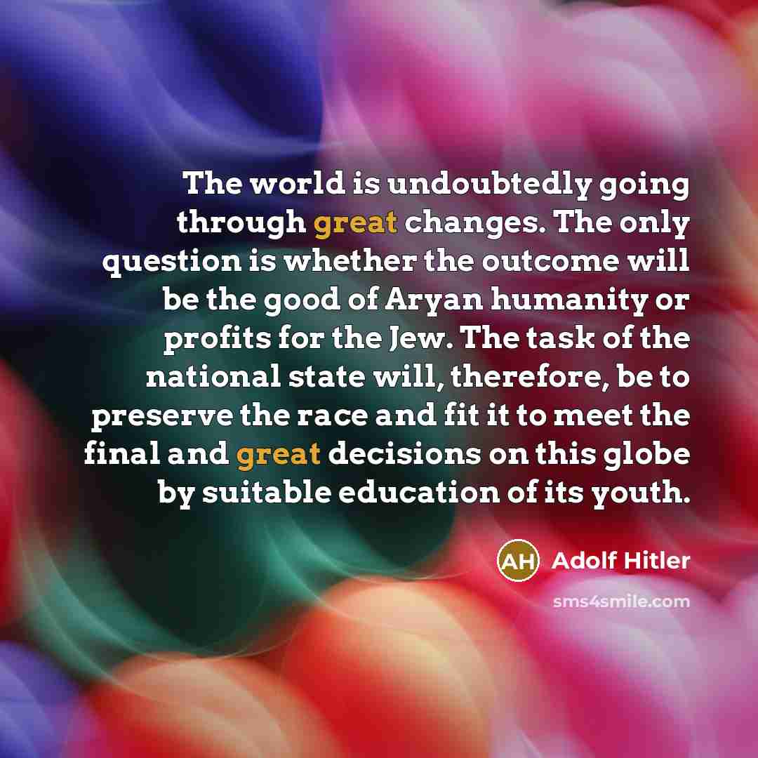 “The world is undoubtedly going through great changes. The only…” quote by Adolf Hitler