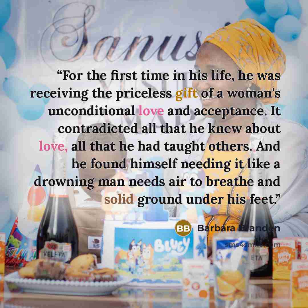 “For the first time in his life, he was receiving the priceless gift of a woman's unconditional love and acceptance. It contradicted all that he knew about love, all that he had taught others. And he found himself needing it like a drowning man needs air to breathe and solid ground under his feet.” quote by Barbara Branden