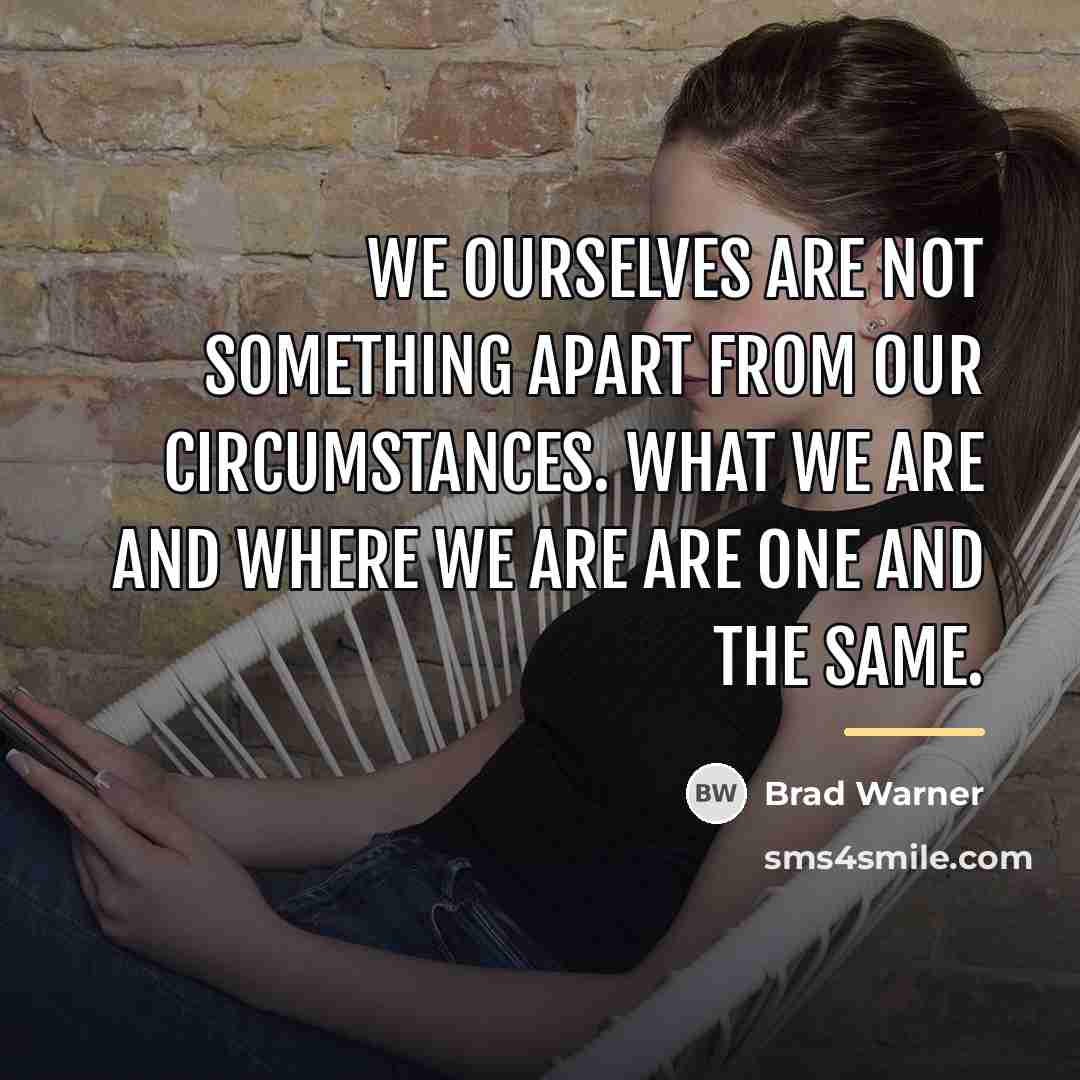 “we ourselves are not something apart from our circumstances. What…” quote by Brad Warner