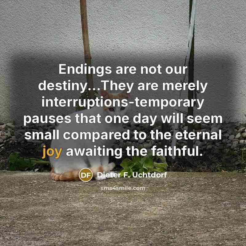 “Endings are not our destiny...They are merely interruptions-temporary pauses that…” quote by Dieter F. Uchtdorf