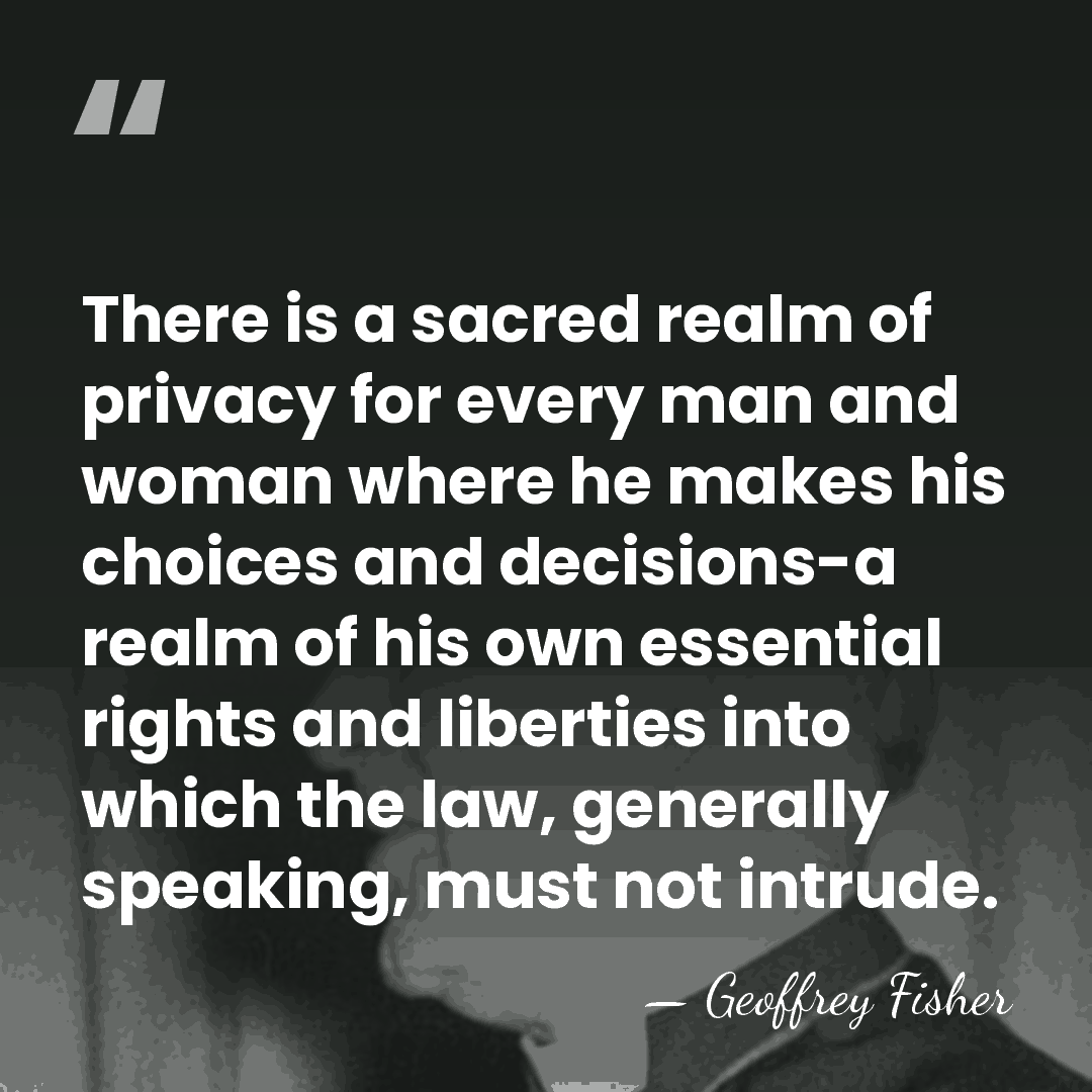 There is a sacred realm of privacy for every man and woman&hellip; - Geoffrey Fisher