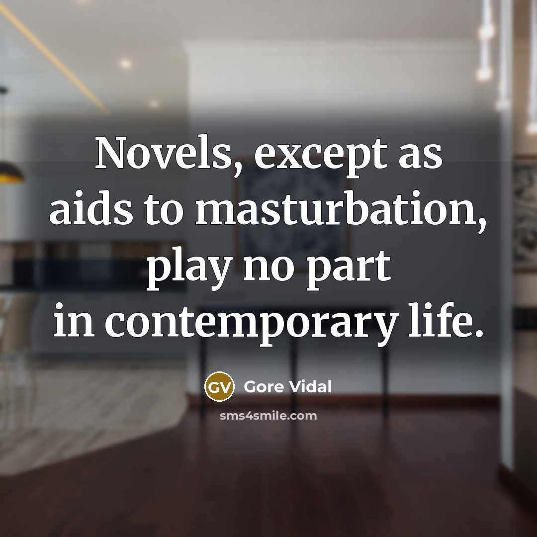 “Novels, except as aids to masturbation, play no part in…” quote by Gore Vidal