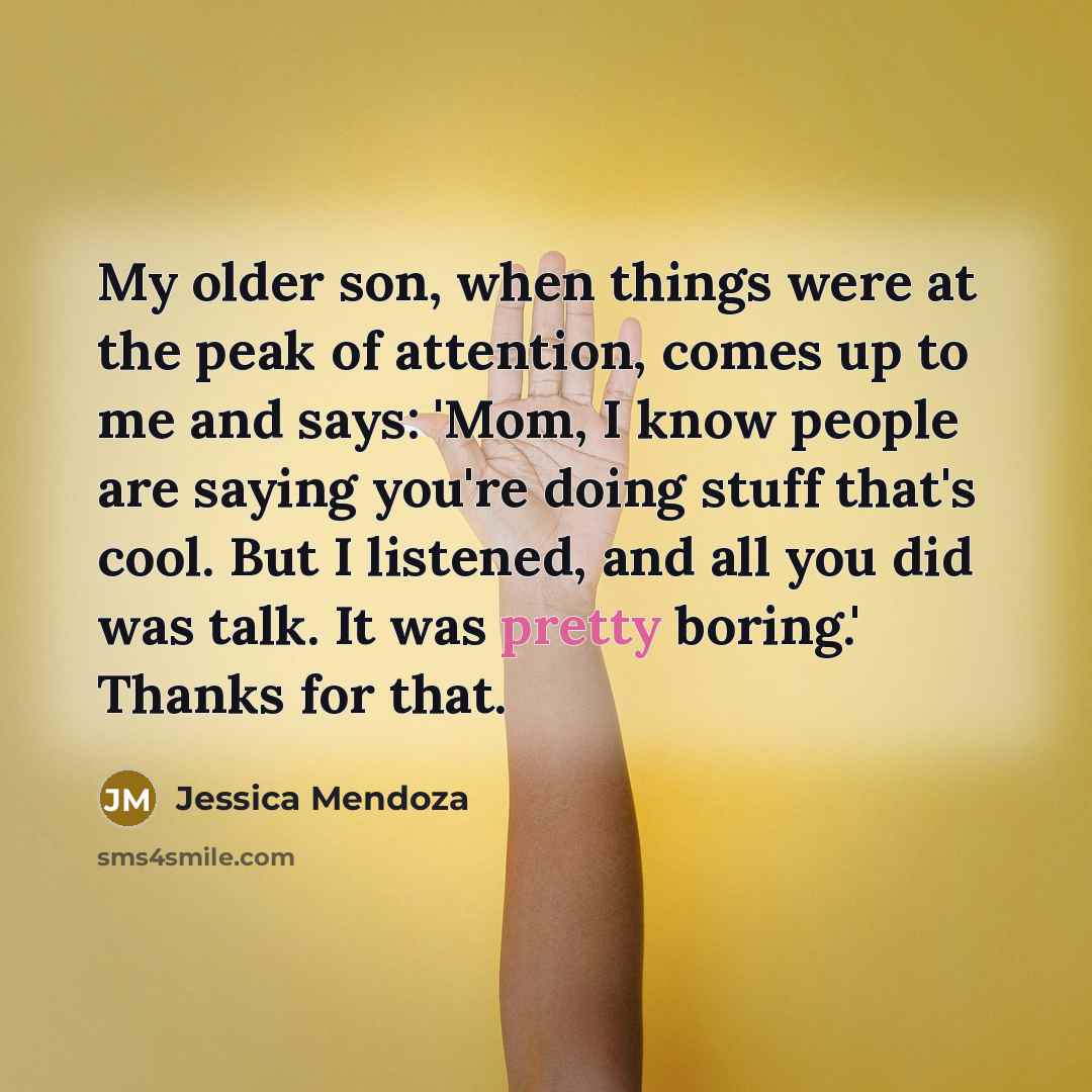 “My older son, when things were at the peak of…” quote by Jessica Mendoza