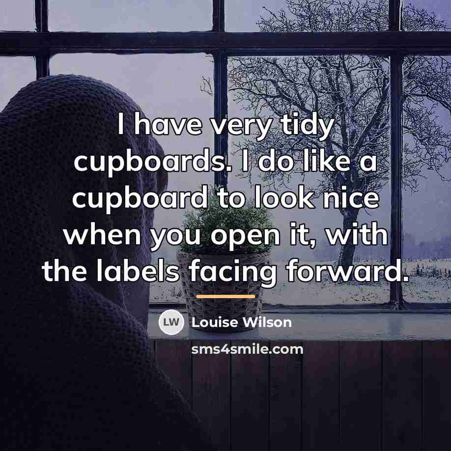 “I have very tidy cupboards. I do like a cupboard…” quote by Louise Wilson