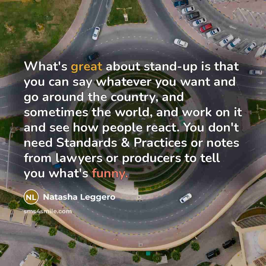 “What's great about stand-up is that you can say whatever…” quote by Natasha Leggero