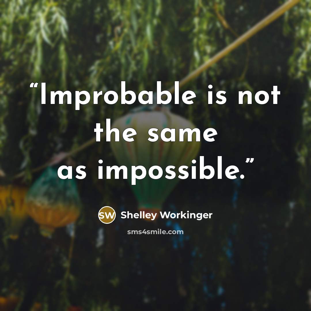 “Improbable is not the same as impossible.” quote by Shelley Workinger