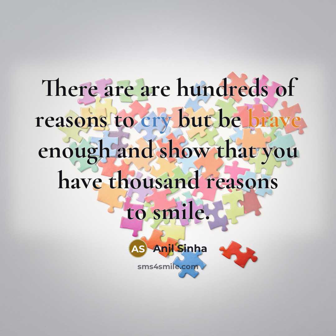 “There are are hundreds of reasons to cry but be…” quote by Anil Sinha