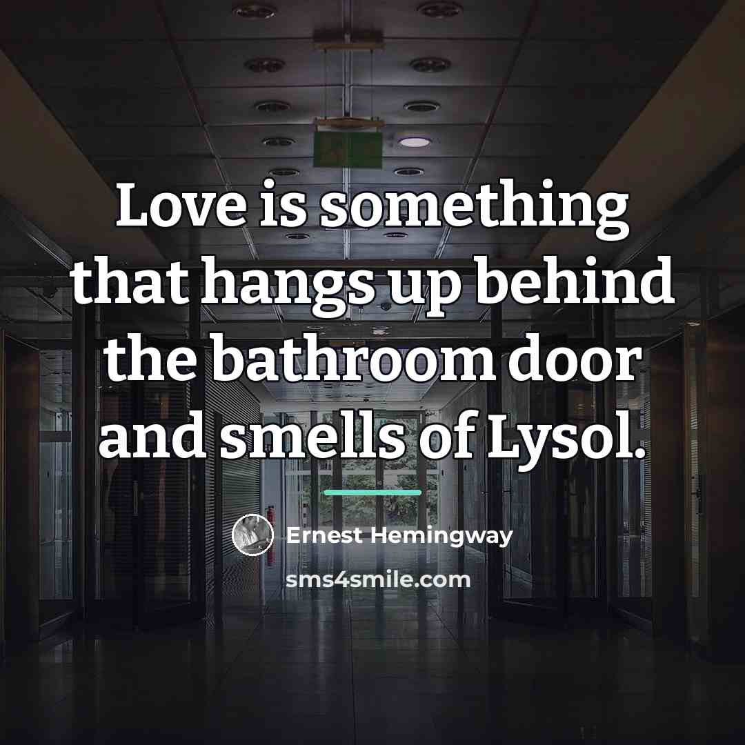 “Love is something that hangs up behind the bathroom door…” quote by Ernest Hemingway