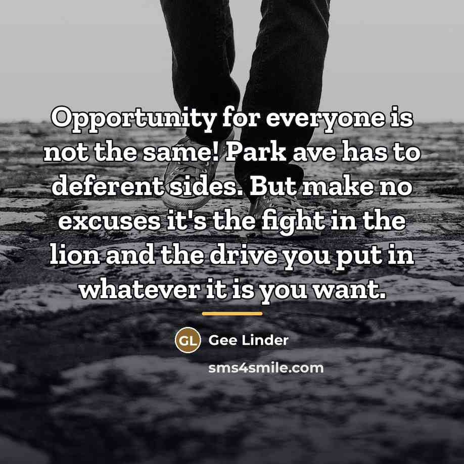 “Opportunity for everyone is not the same! Park ave has…” quote by Gee Linder