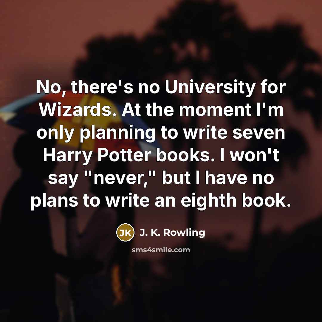 “No, there's no University for Wizards. At the moment I'm…” quote by J. K. Rowling