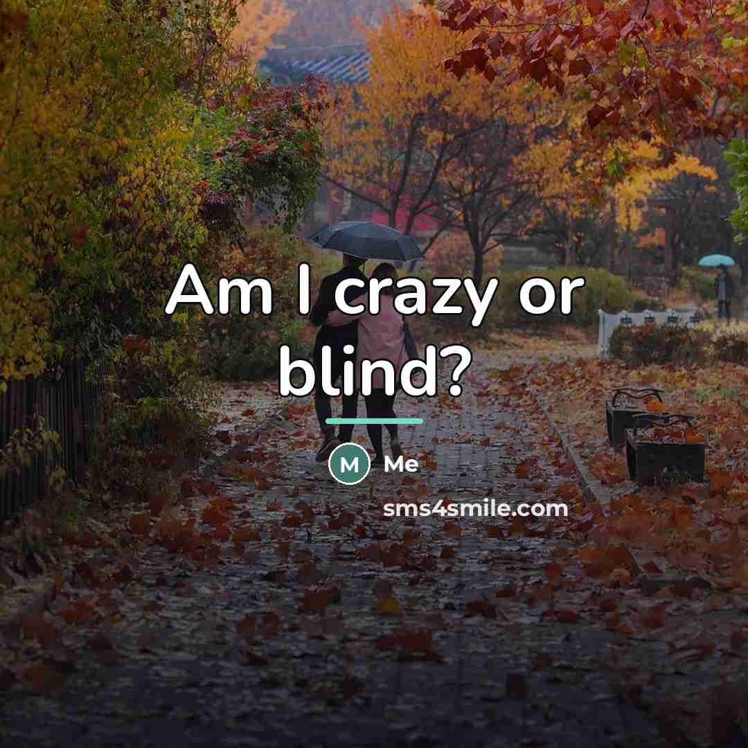 “Am I crazy or blind?…” quote by Me