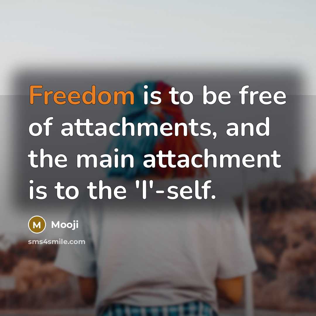 “Freedom is to be free of attachments, and the main…” quote by Mooji