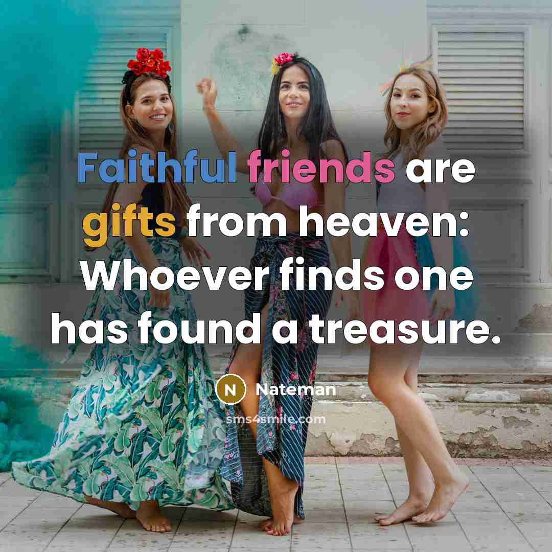 “Faithful friends are gifts from heaven: Whoever finds one has…” quote by Nateman