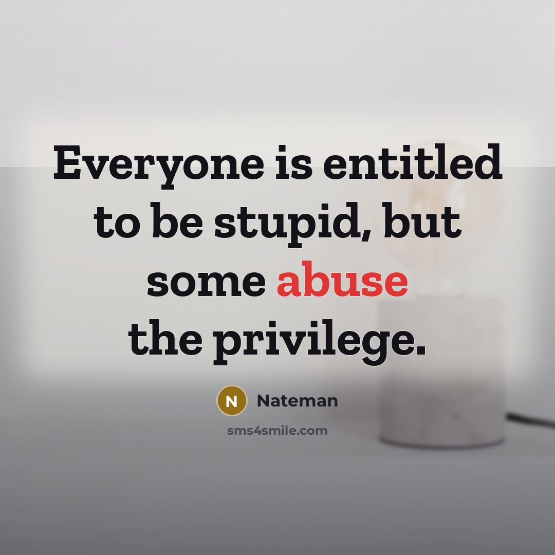 “Everyone is entitled to be stupid, but some abuse the…” quote by Nateman