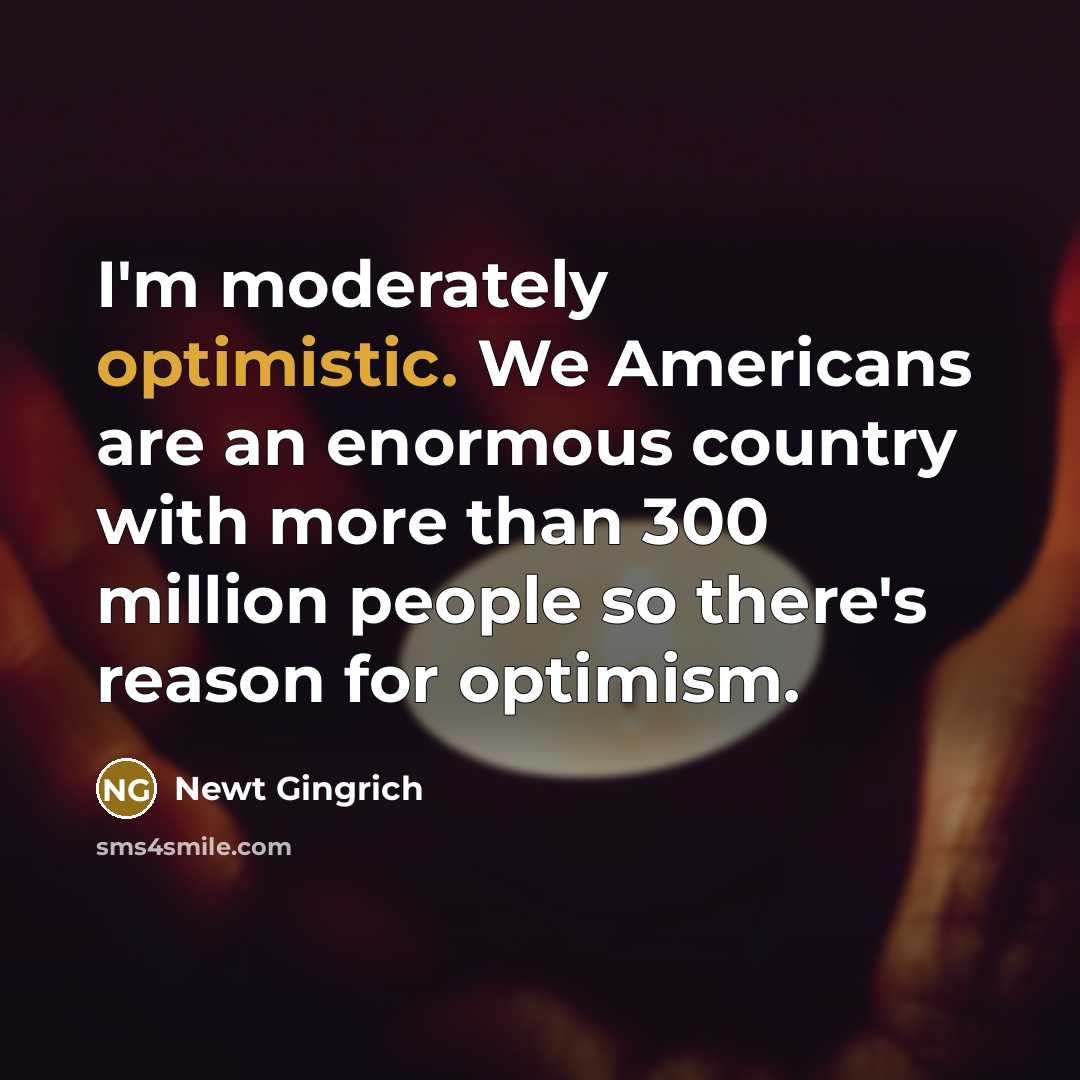 “I'm moderately optimistic. We Americans are an enormous country with…” quote by Newt Gingrich