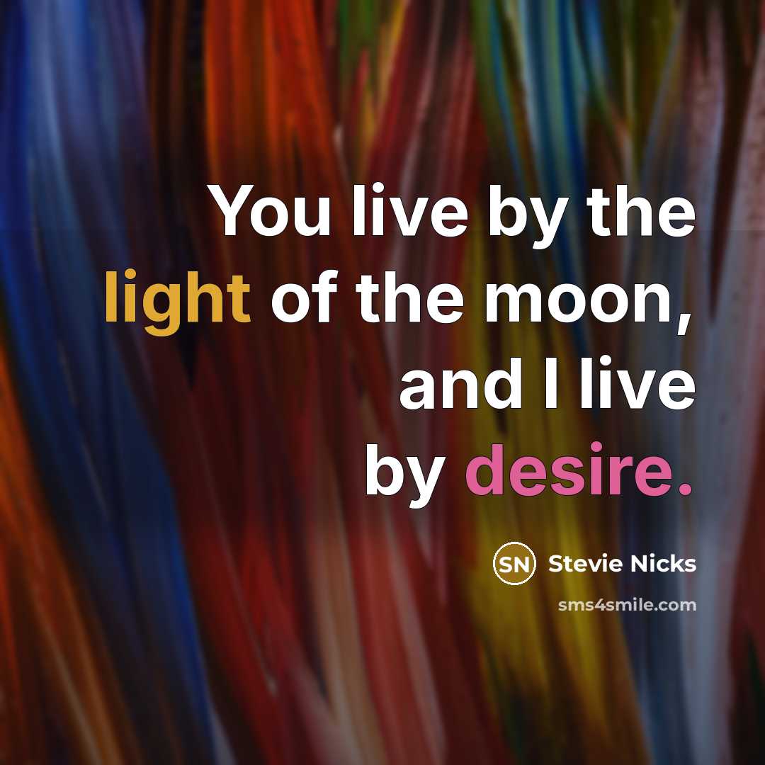 “You live by the light of the moon, and I…” quote by Stevie Nicks