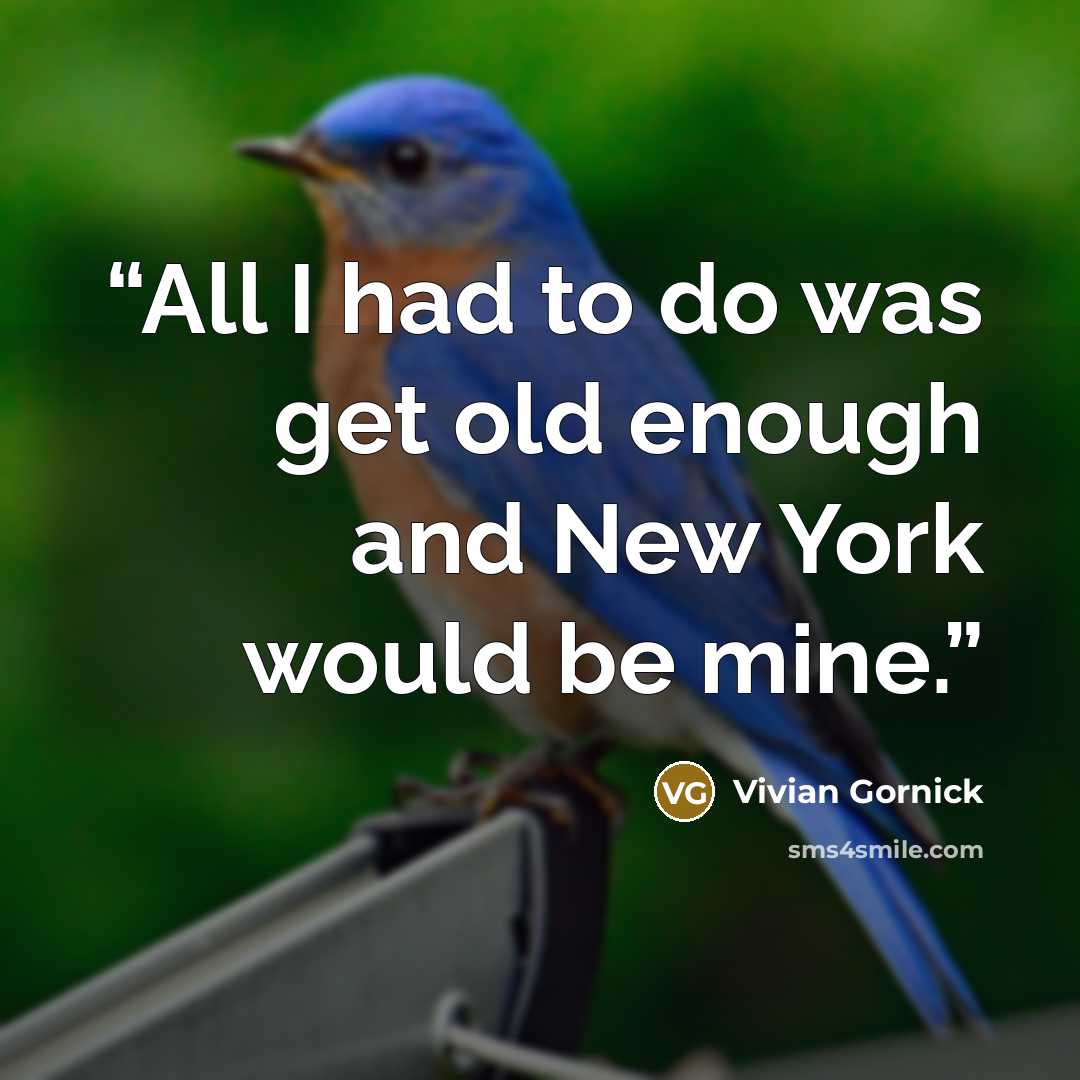 “All I had to do was get old enough and New York would be mine.” quote by Vivian Gornick