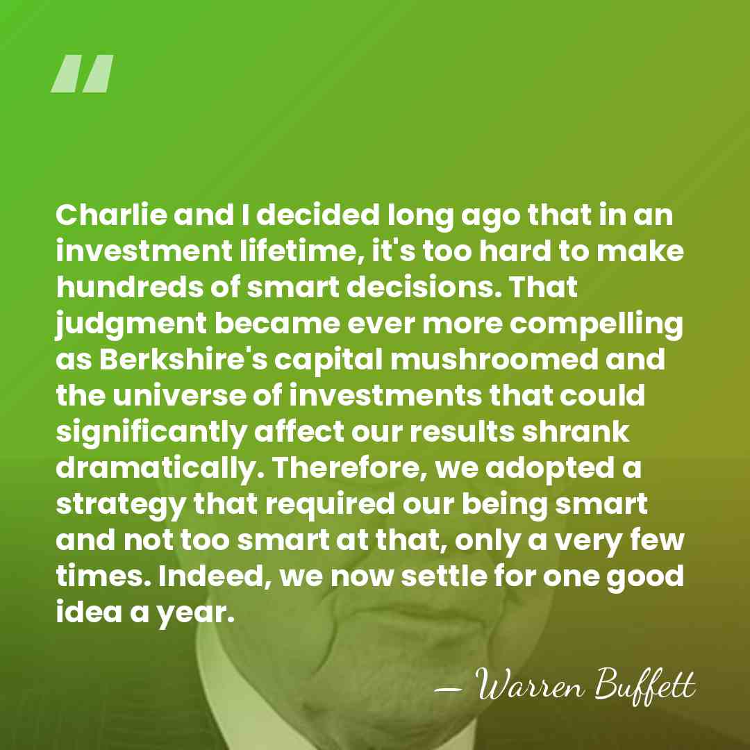 Charlie and I decided long ago that in an investment lifetime, it's&hellip; - Warren Buffett