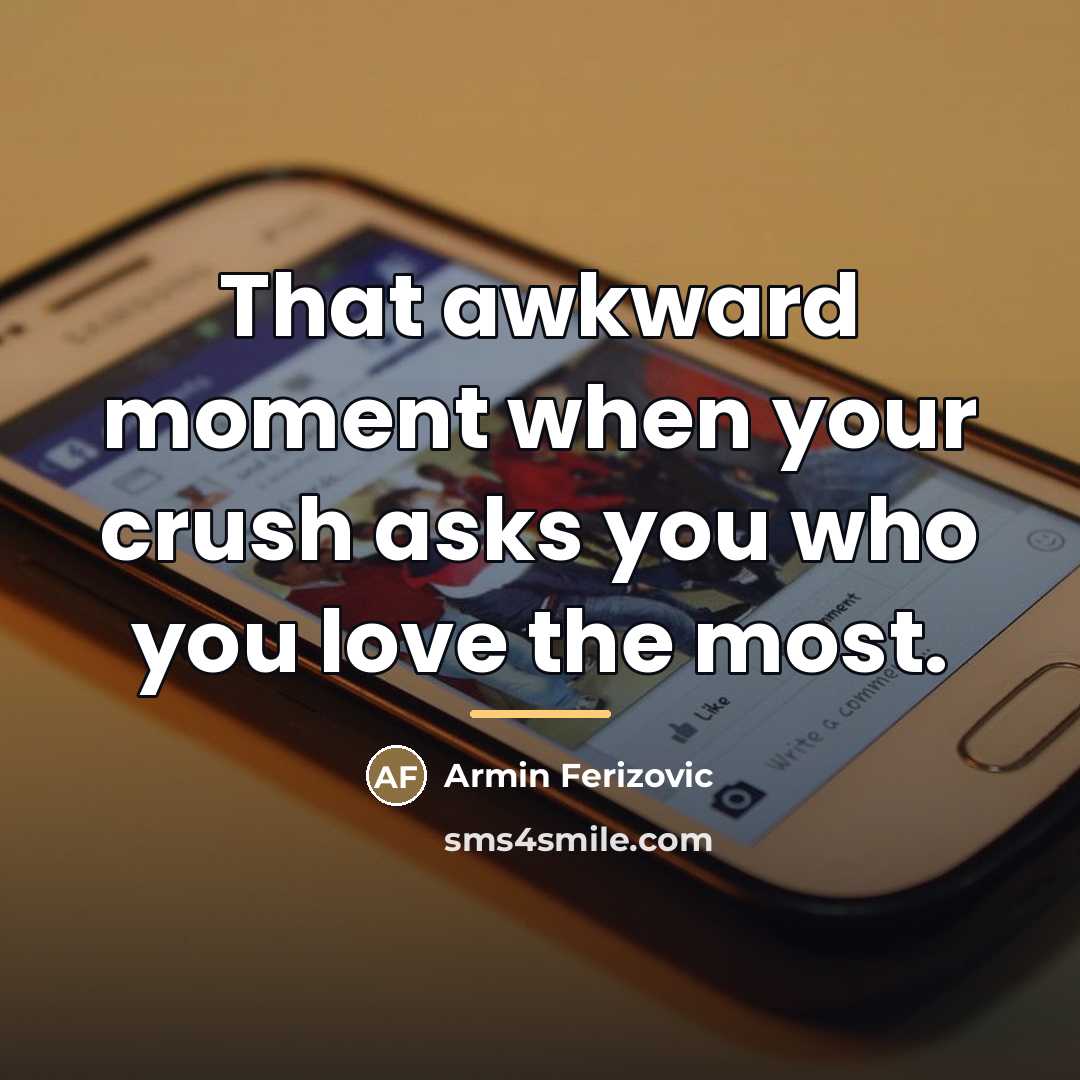 “That awkward moment when your crush asks you who you…” quote by Armin Ferizovic