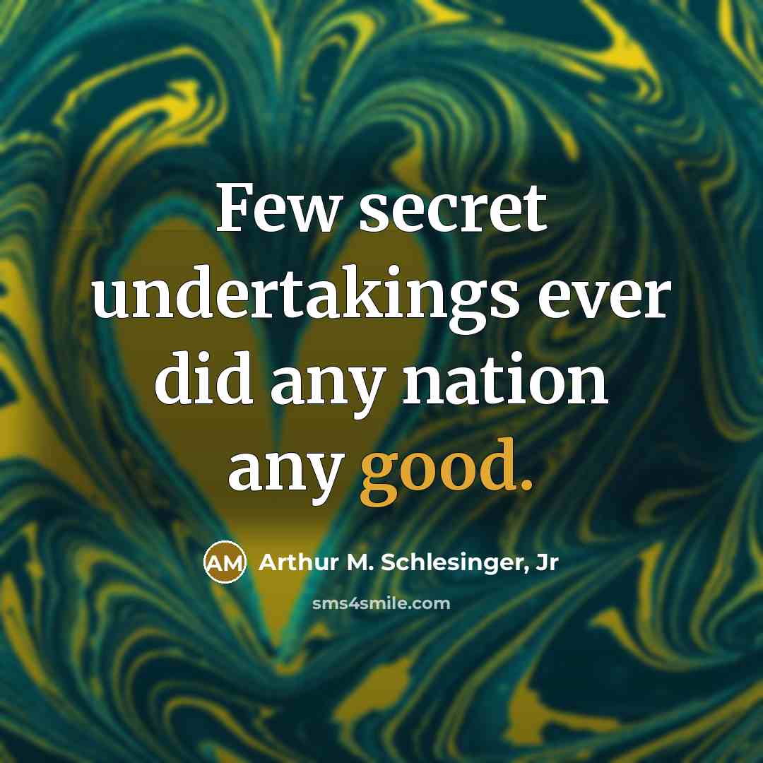 “Few secret undertakings ever did any nation any good.…” quote by Arthur M. Schlesinger, Jr