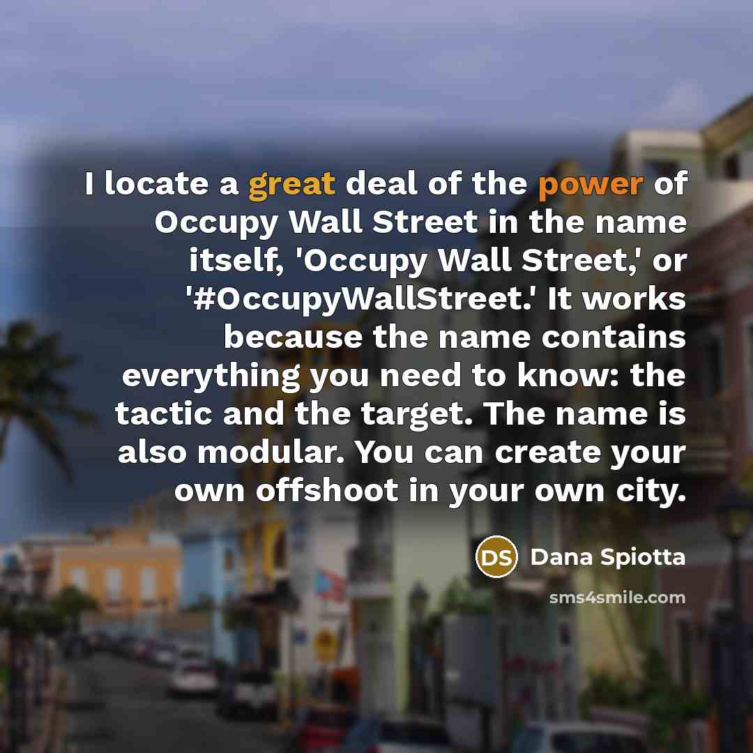 “I locate a great deal of the power of Occupy…” quote by Dana Spiotta