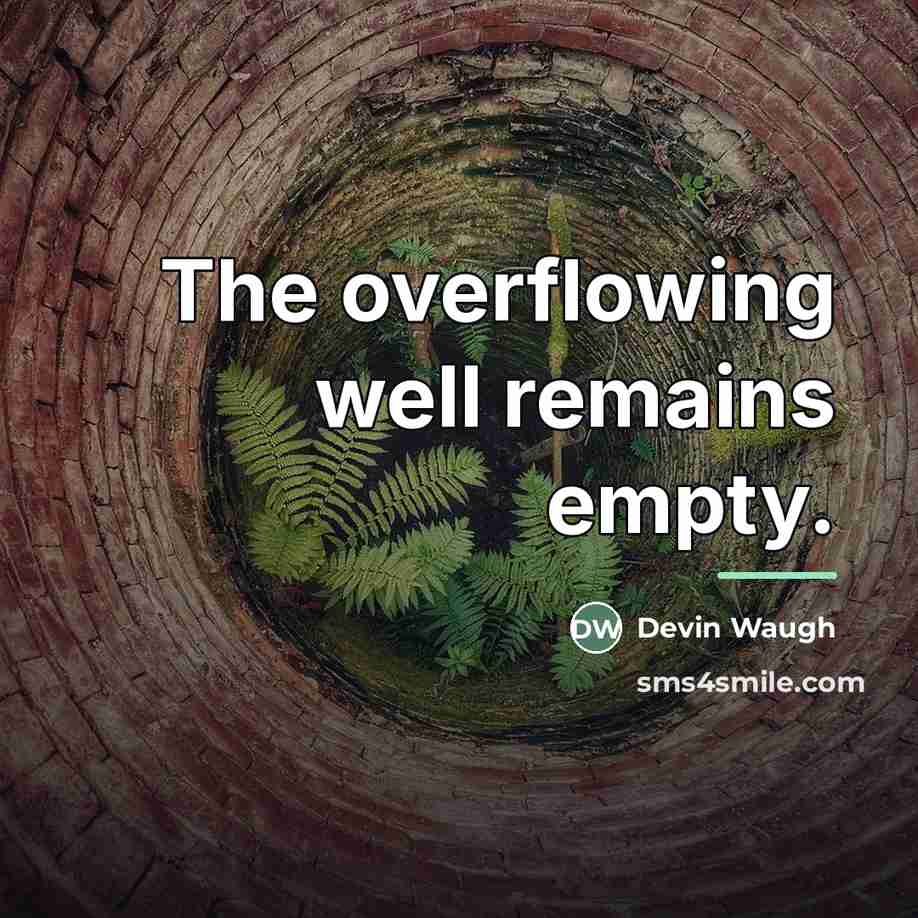 “The overflowing well remains empty.…” quote by Devin Waugh