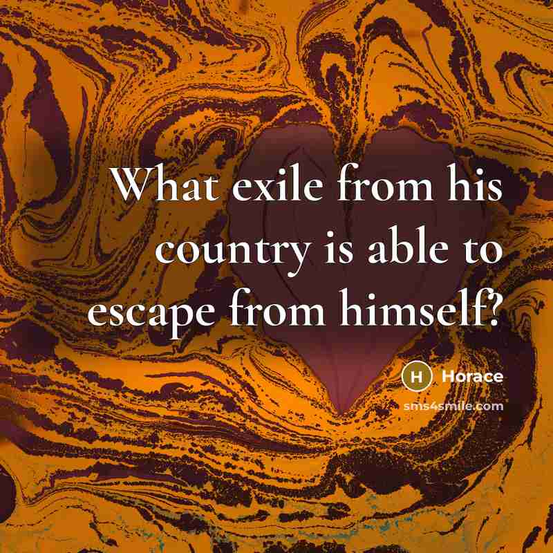 “What exile from his country is able to escape from…” quote by Horace