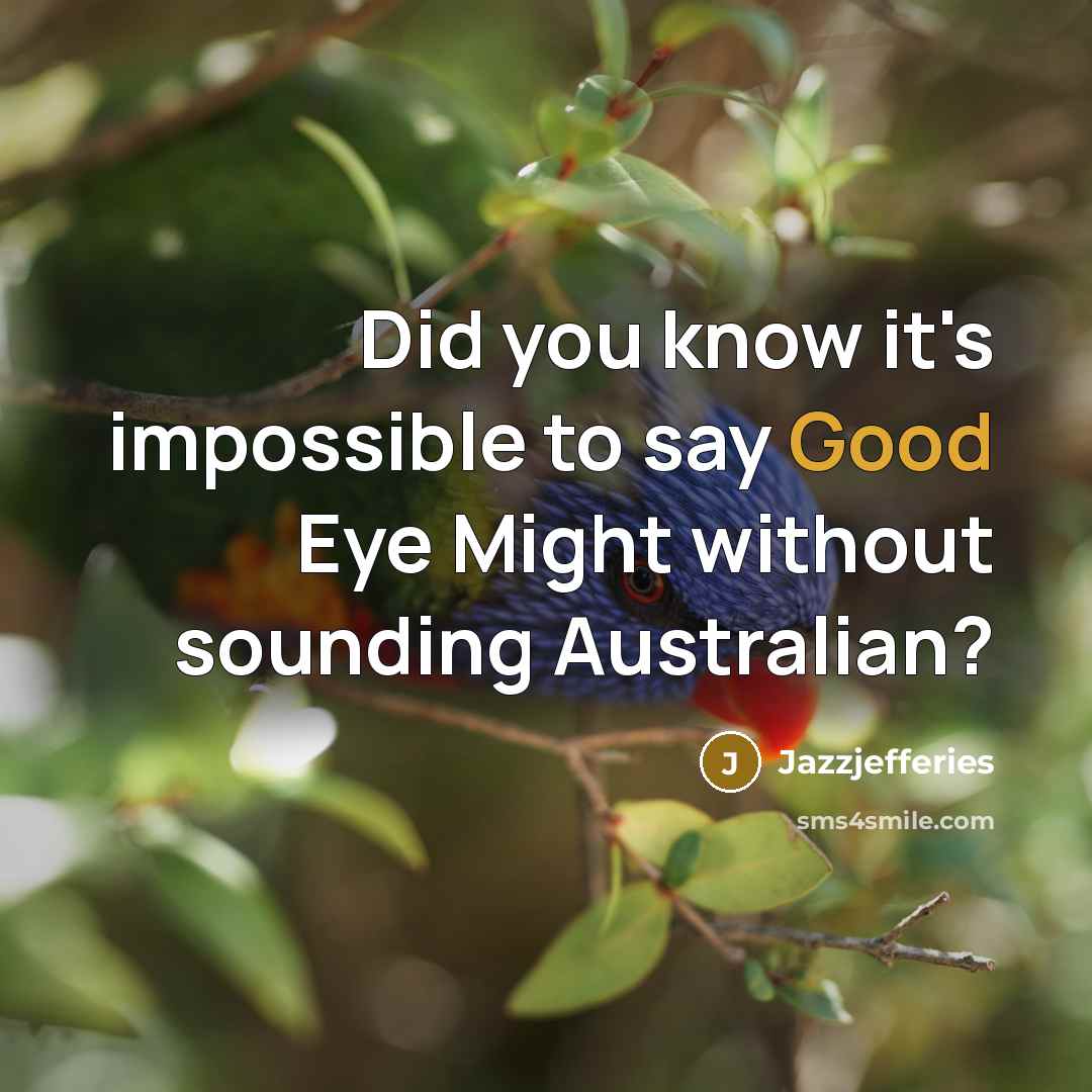 “Did you know it's impossible to say Good Eye Might without sounding Australian?” quote by Jazzjefferies