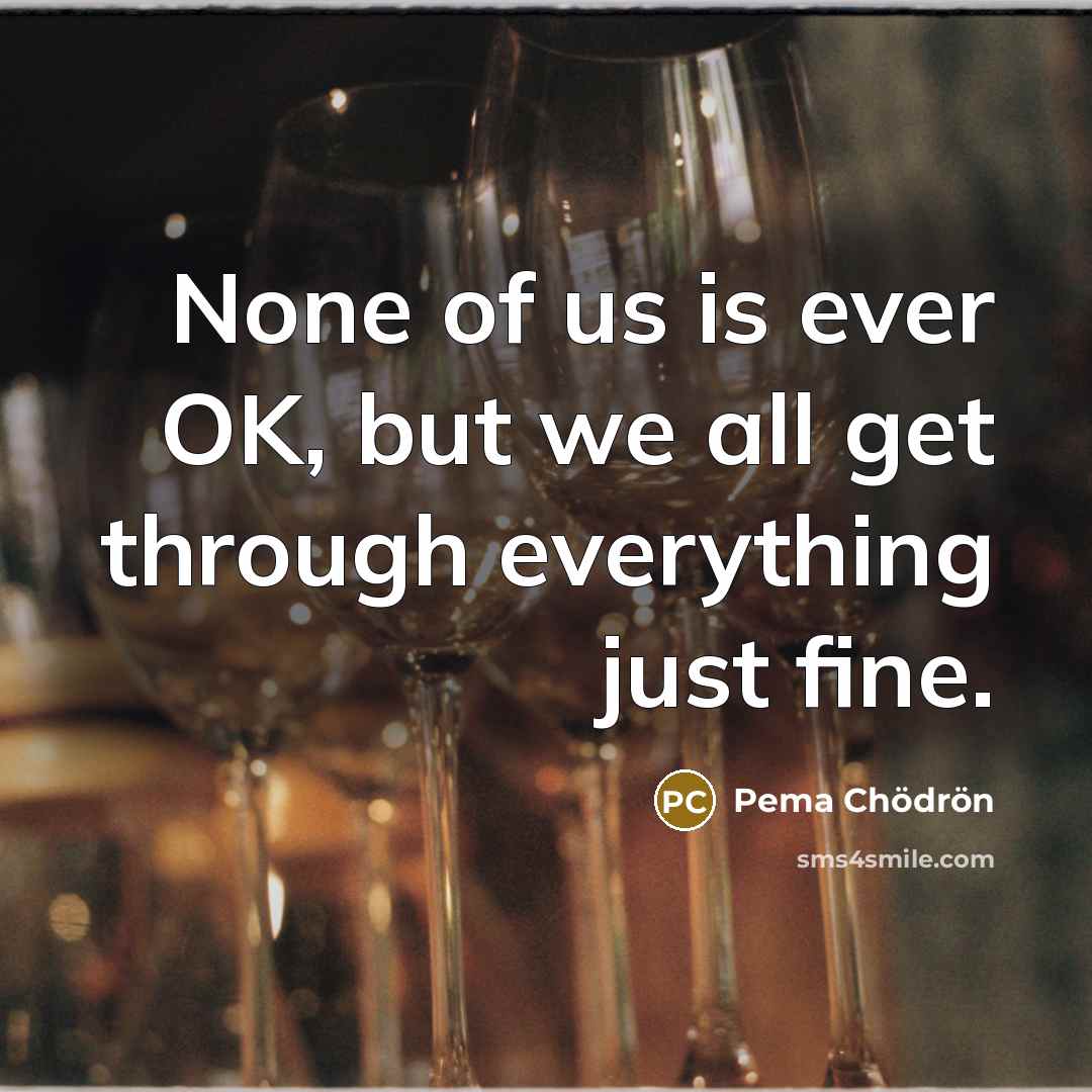 “None of us is ever OK, but we all get…” quote by Pema Chodron