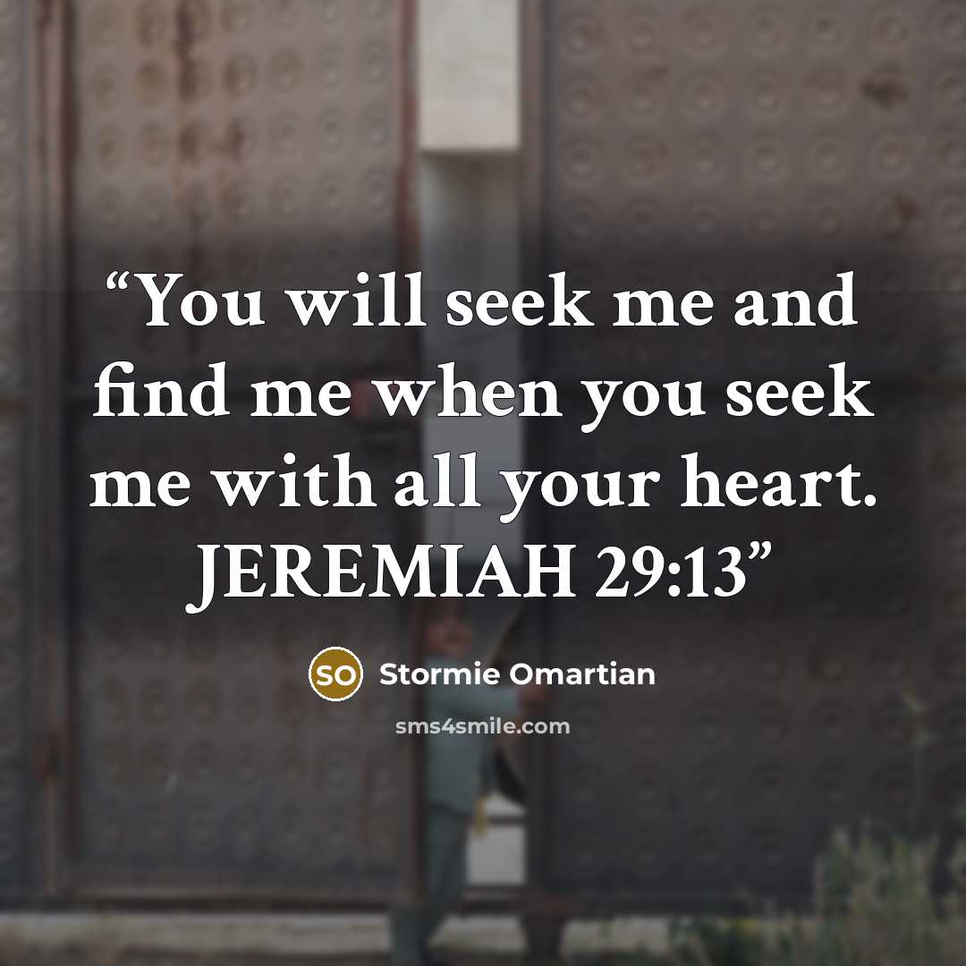 “You will seek me and find me when you seek me with all your heart. JEREMIAH 29:13” quote by Stormie Omartian
