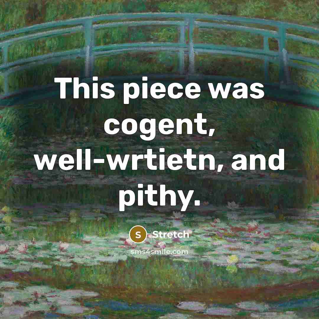 “This piece was cogent, well-wrtietn, and pithy.” quote by Stretch