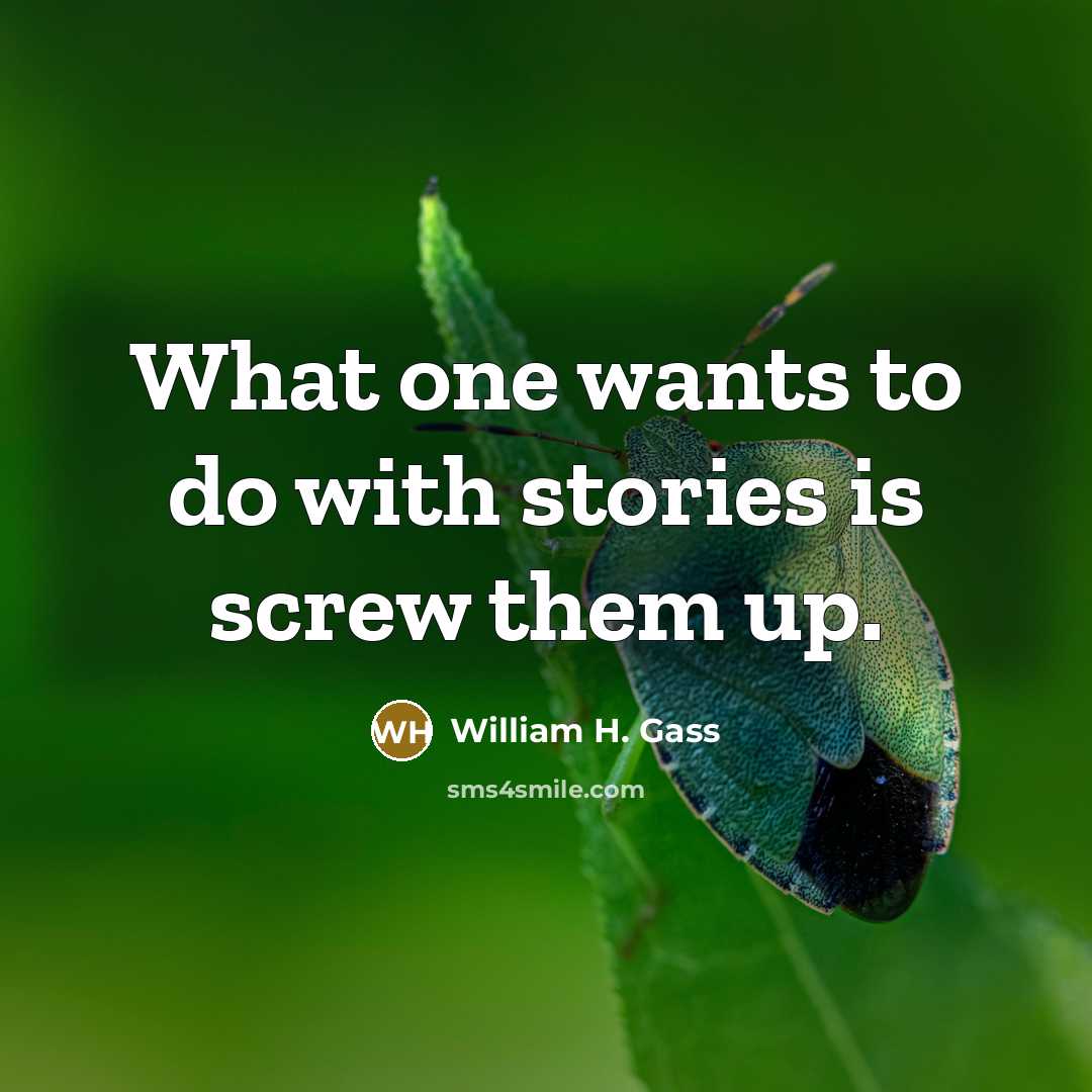 “What one wants to do with stories is screw them…” quote by William H. Gass