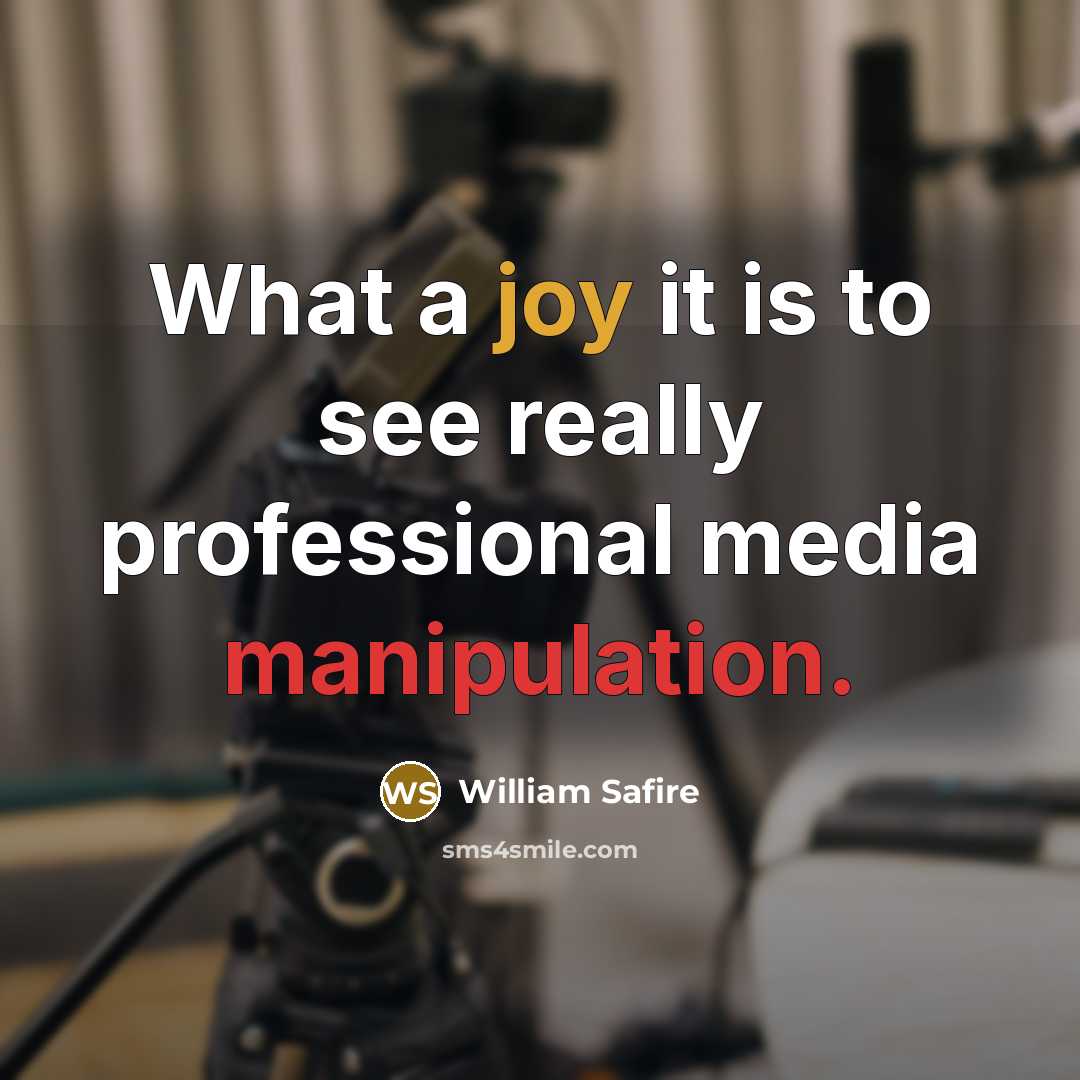“What a joy it is to see really professional media manipulation.” quote by William Safire