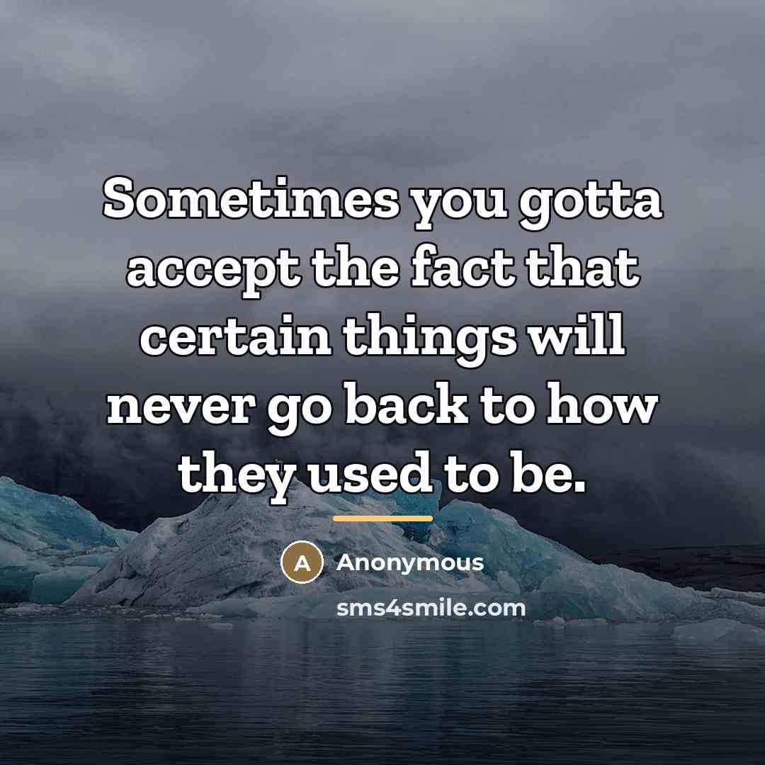 “Sometimes you gotta accept the fact that certain things will…” quote by Anonymous