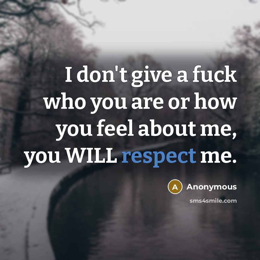 “I don't give a fuck who you are or how…” quote by Anonymous