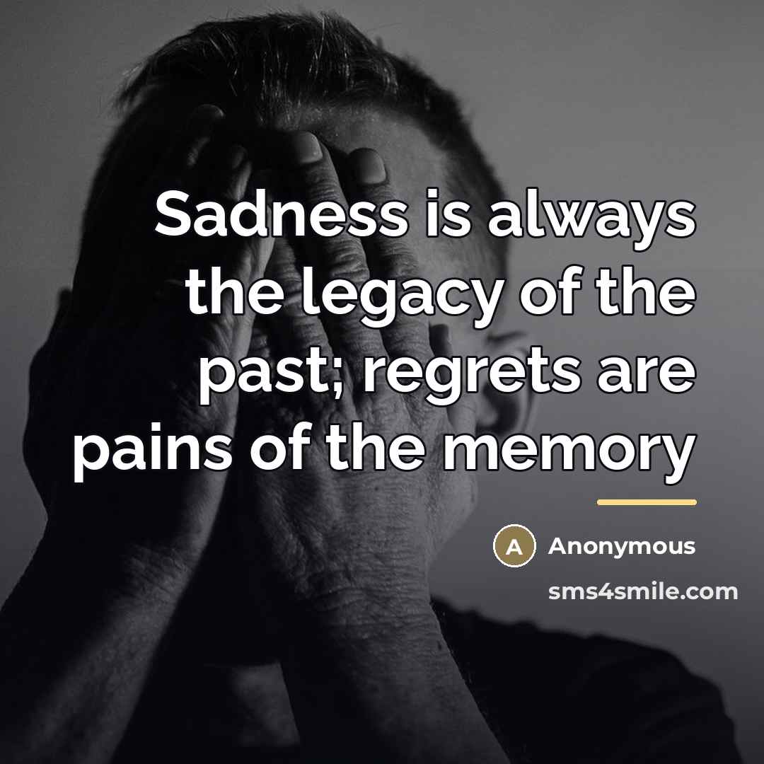 “Sadness is always the legacy of the past; regrets are…” quote by Anonymous