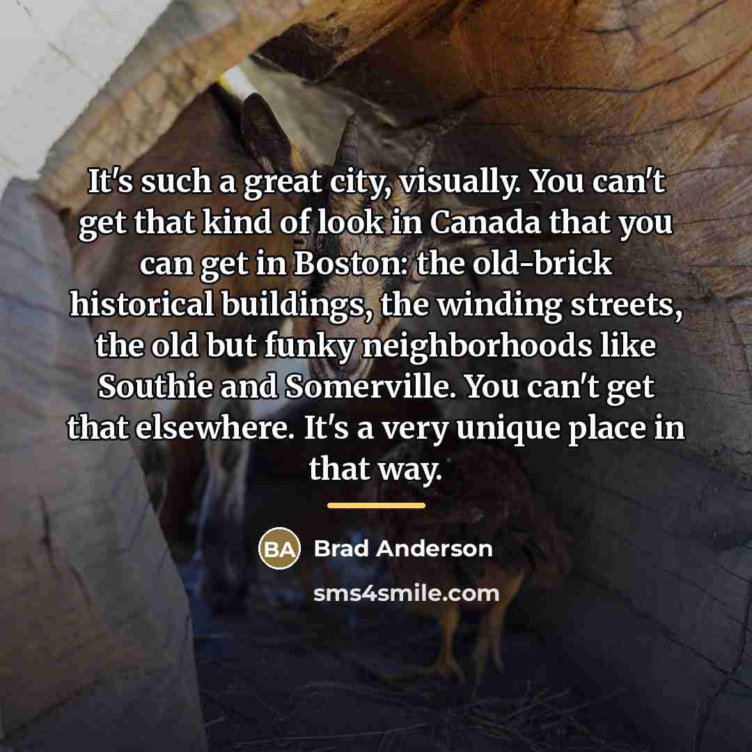 “It's such a great city, visually. You can't get that…” quote by Brad Anderson