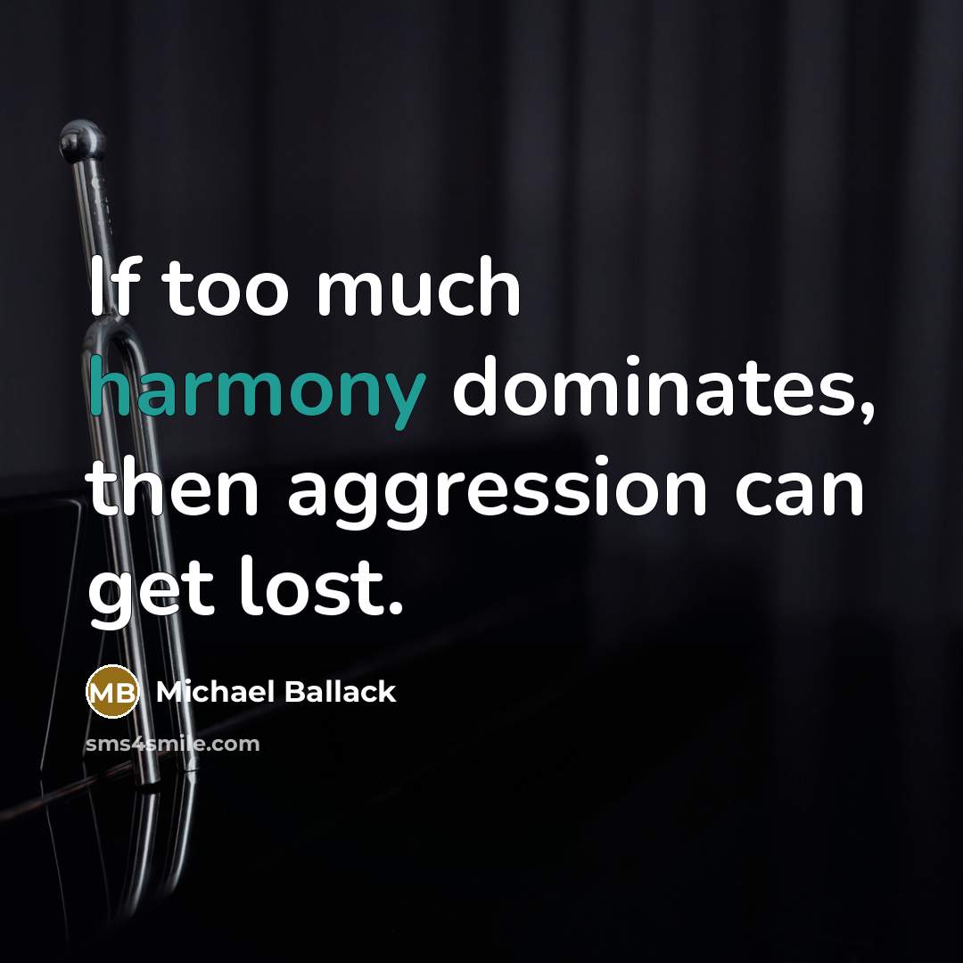 “If too much harmony dominates, then aggression can get lost.…” quote by Michael Ballack