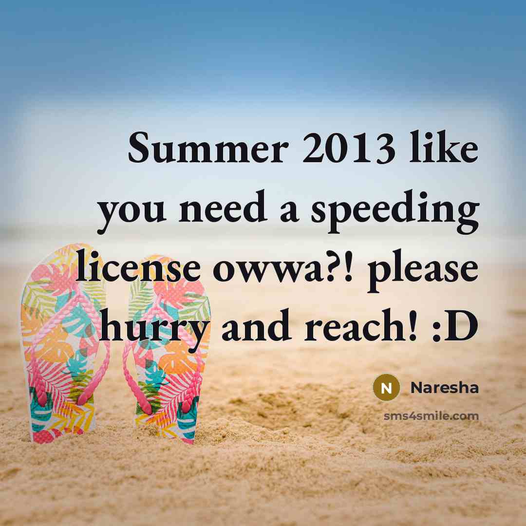 “Summer 2013 like you need a speeding license owwa?! please…” quote by Naresha