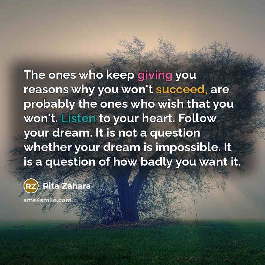 “The ones who keep giving you reasons why you won't…” quote by Rita Zahara