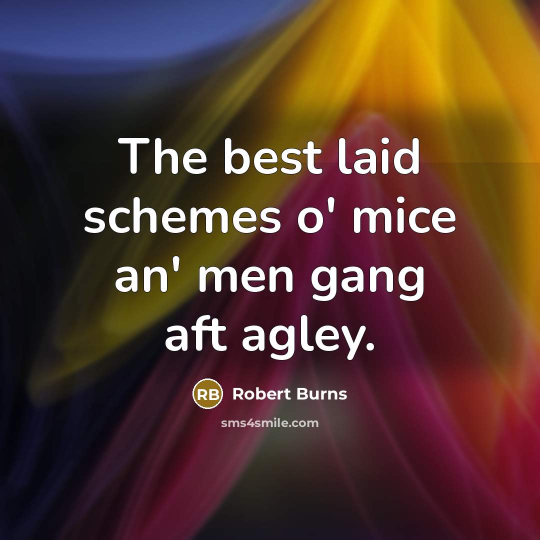 “The best laid schemes o' mice an' men gang aft…” quote by Robert Burns
