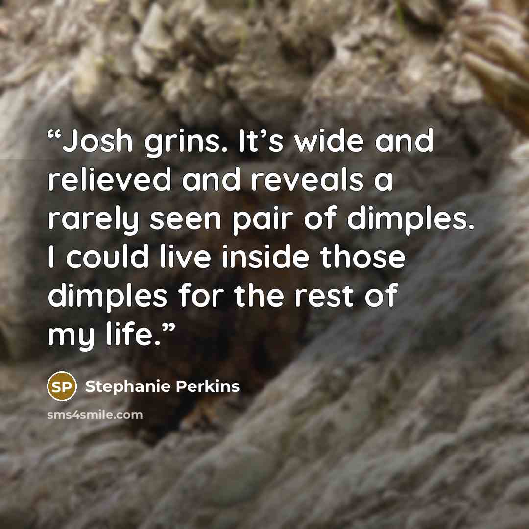 “Josh grins. It’s wide and relieved and reveals a rarely seen pair of dimples. I could live inside those dimples for the rest of my life.” quote by Stephanie Perkins